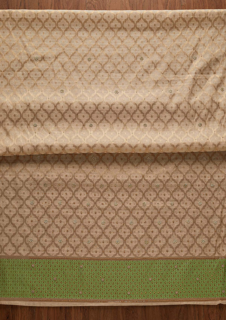 Gold Zariwork Brocade Designer Unstitched Salwar Suit - Koskii