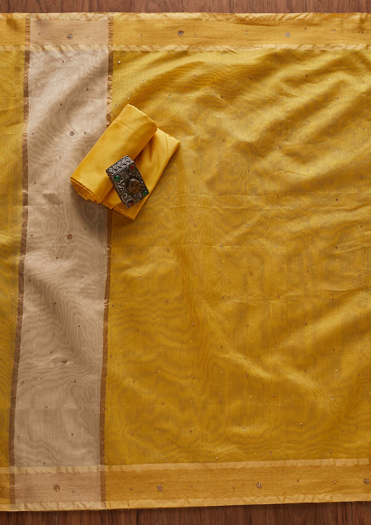 Gold Zariwork Brocade Designer Unstitched Salwar Suit - Koskii