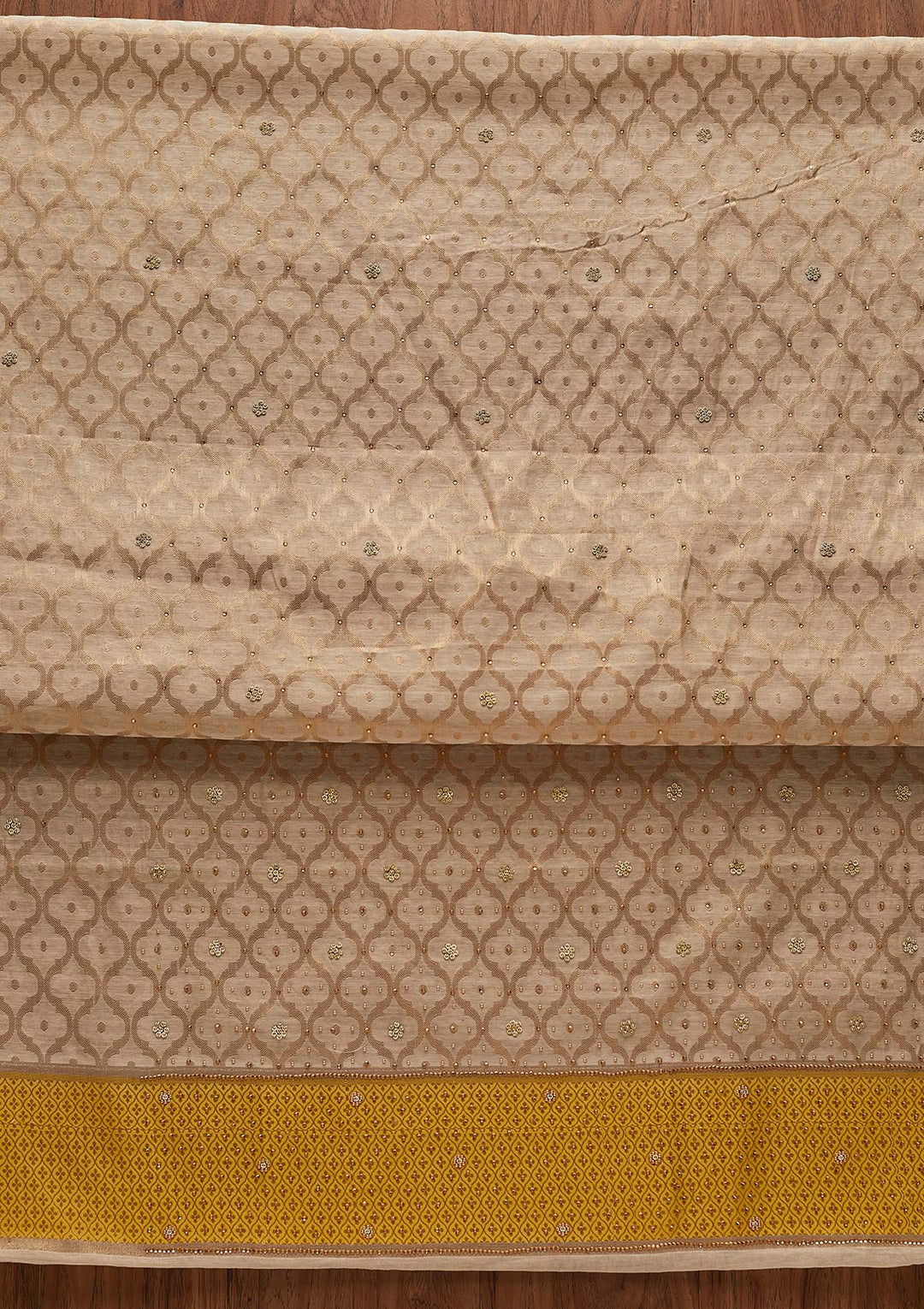 Gold Zariwork Brocade Designer Unstitched Salwar Suit - Koskii