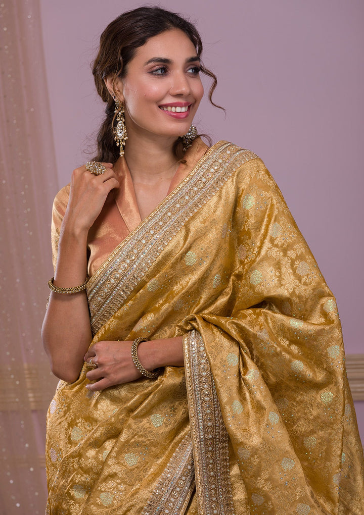 Gold Zariwork Brocade Saree-Koskii