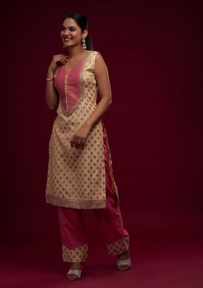 Gold Zariwork Chanderi Designer Salwar Suit - Koskii