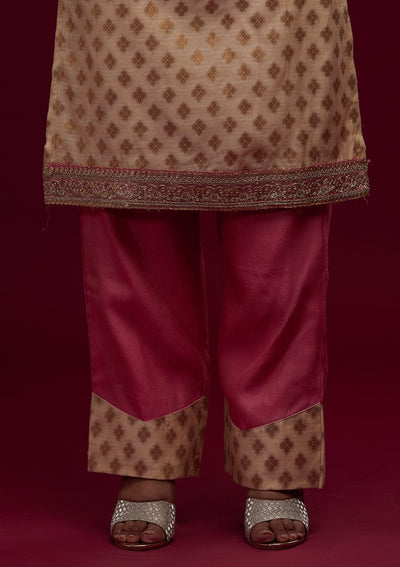 Gold Zariwork Chanderi Designer Salwar Suit - Koskii