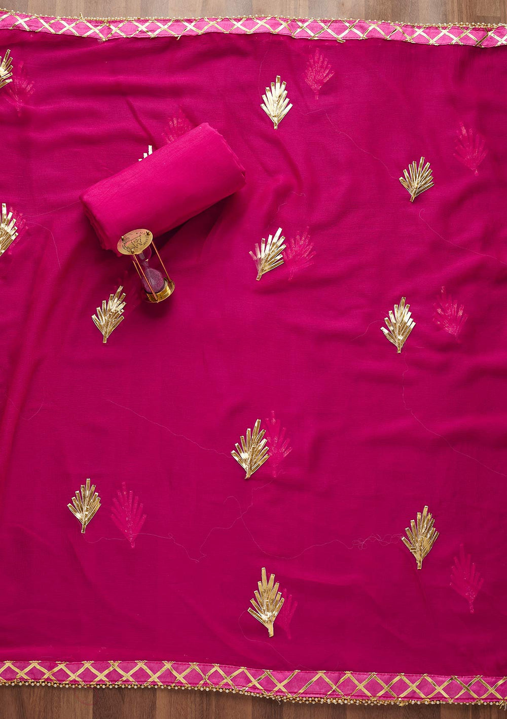 Gold Zariwork Chanderi Unstitched Salwar Suit-Koskii
