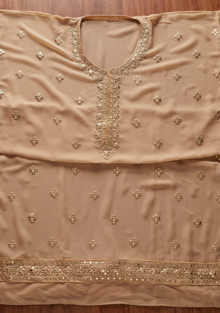 Gold Zariwork Georgette Designer Unstitched Salwar Suit - koskii