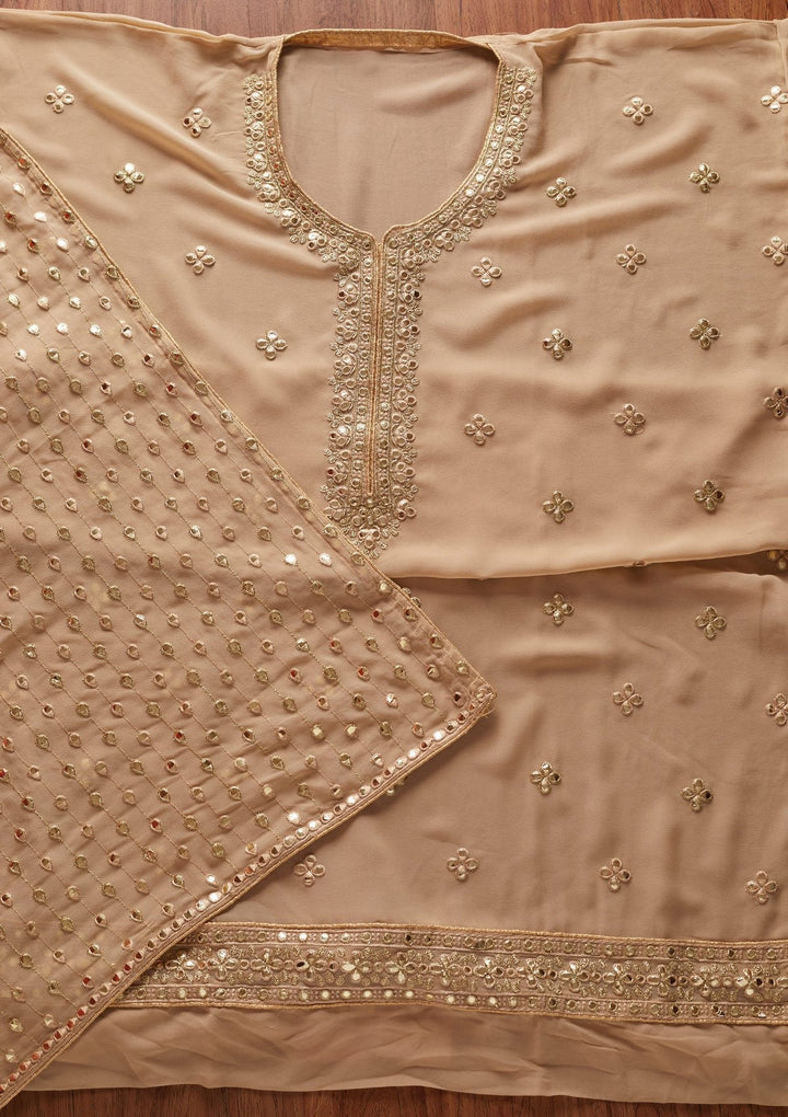 Gold Zariwork Georgette Designer Unstitched Salwar Suit - koskii