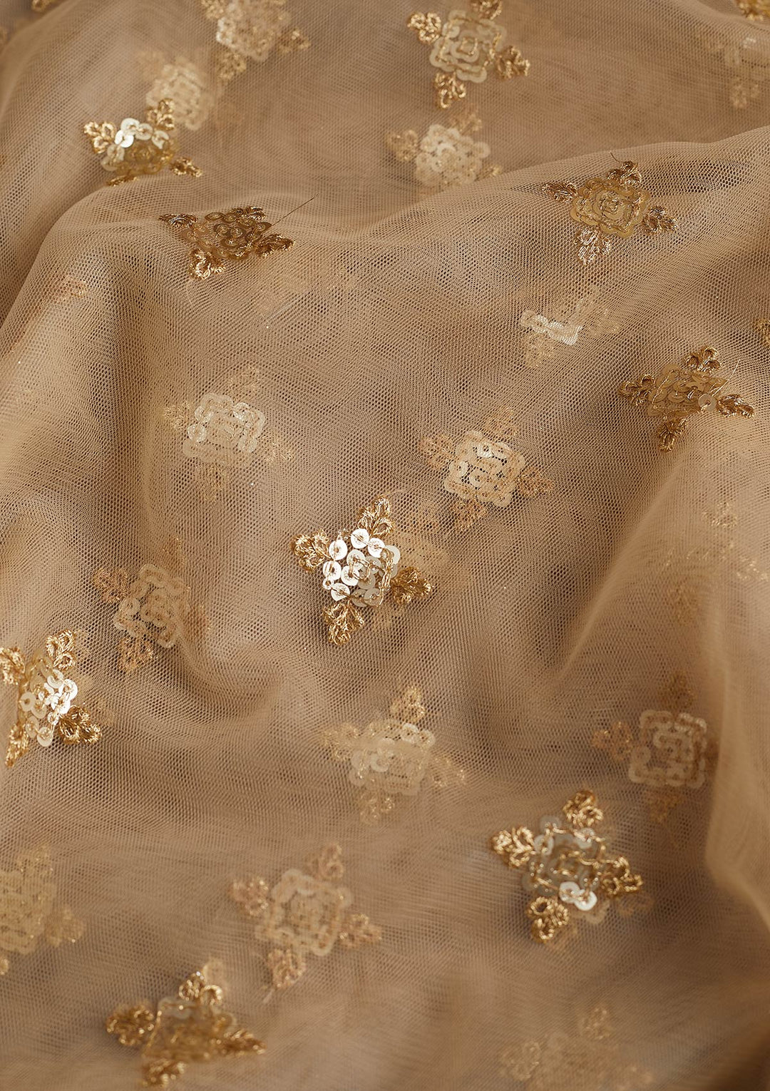 Gold Zariwork Net Readymade Dupatta-Koskii