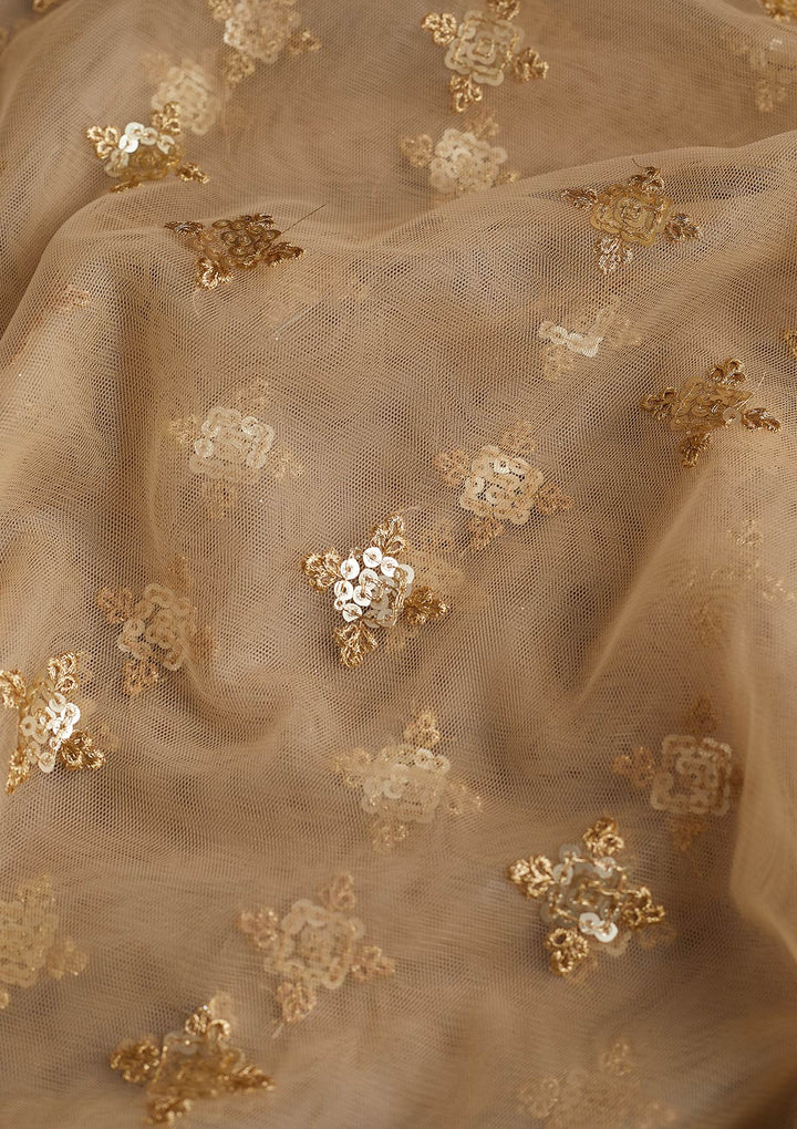 Gold Zariwork Net Readymade Dupatta-Koskii