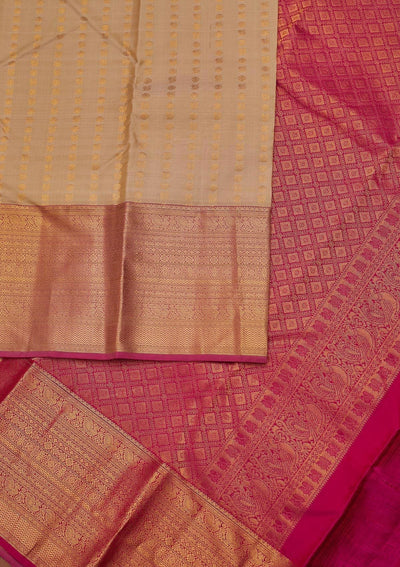 Gold Zariwork Pure Silk Designer Unstitched Saree - Koskii