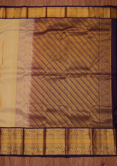 Gold Zariwork Pure Silk Designer Unstitched Saree - Koskii