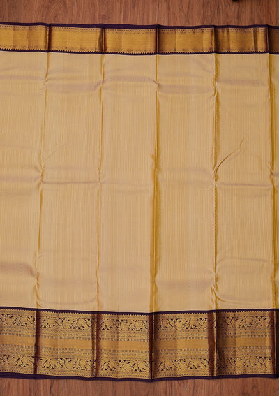 Gold Zariwork Pure Silk Designer Unstitched Saree - Koskii