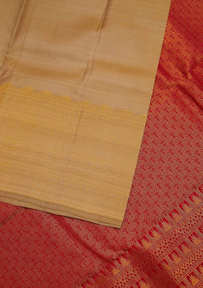 Gold Zariwork Pure Silk Designer Unstitched Saree - Koskii