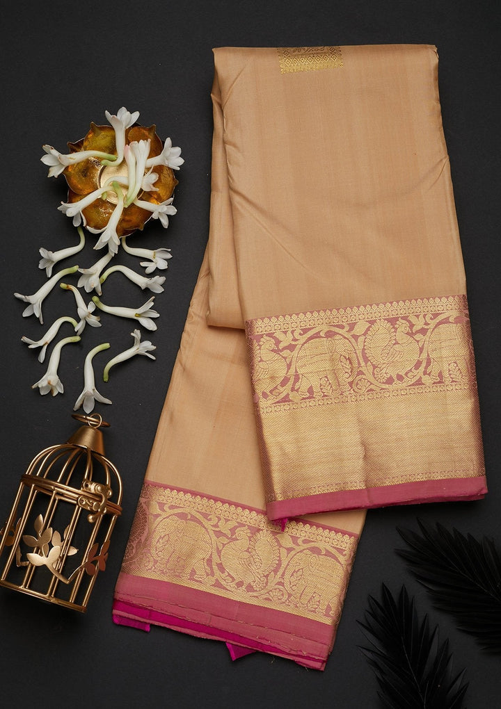 Gold Zariwork Pure Silk Designer Saree - Koskii