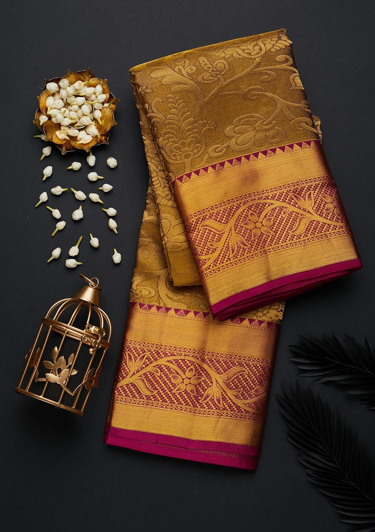 Gold Zariwork Pure Silk Designer Saree - Koskii