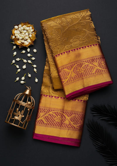 Gold Zariwork Pure Silk Designer Saree - Koskii