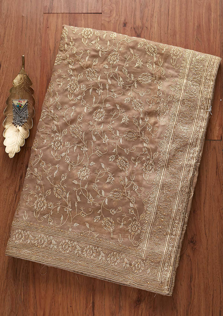 Gold Zariwork Shimmer Designer Saree - koskii