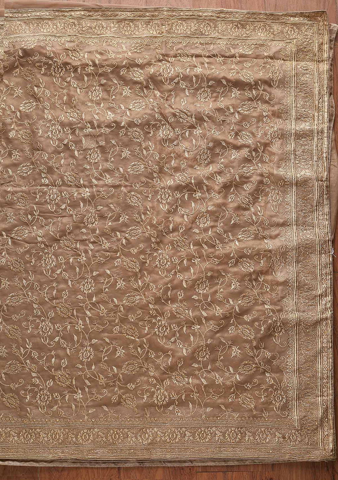Gold Zariwork Shimmer Designer Saree - koskii