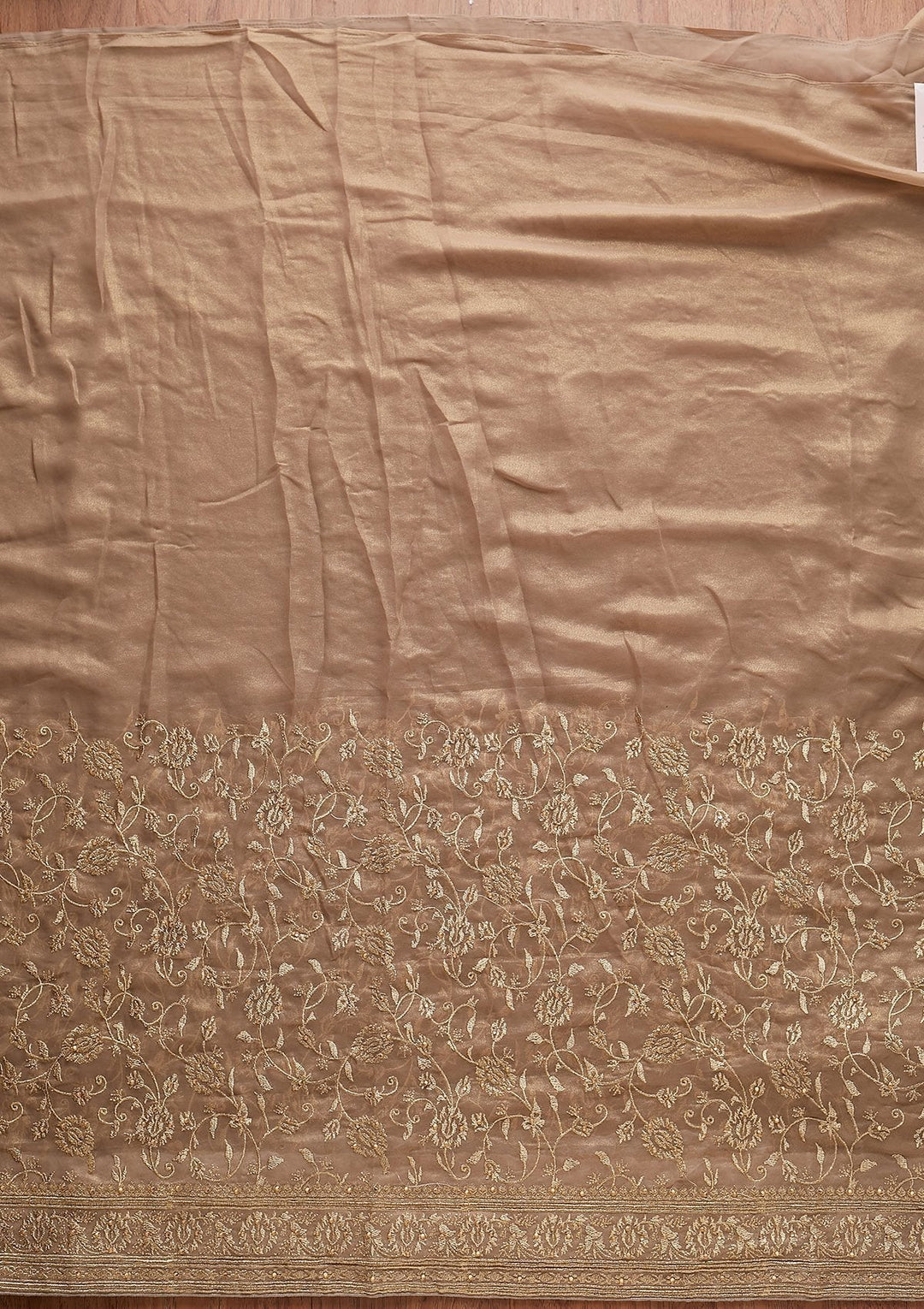 Gold Zariwork Shimmer Designer Saree - koskii