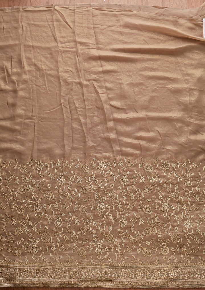 Gold Zariwork Shimmer Designer Saree - koskii