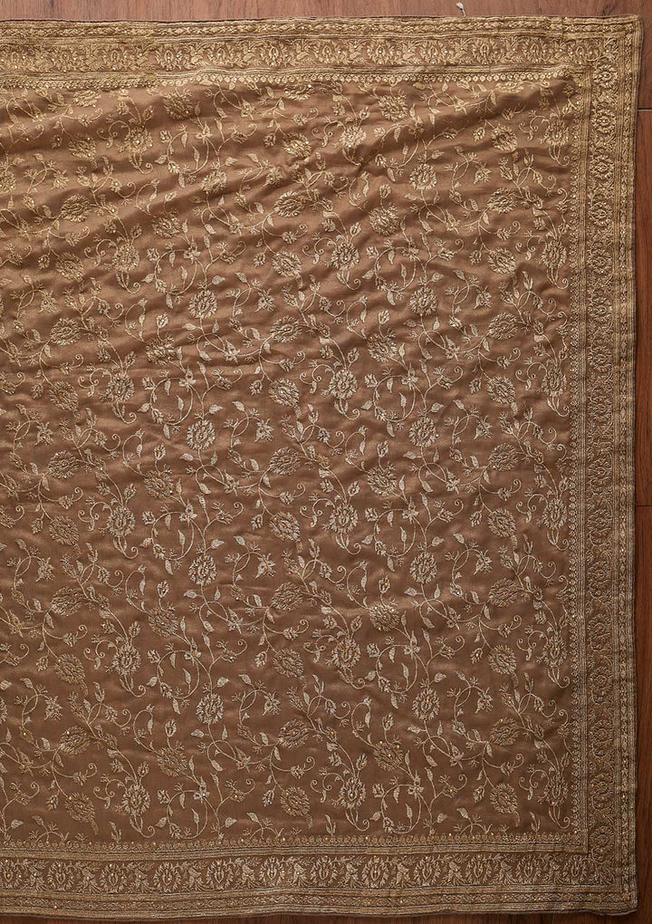 Gold Zariwork Shimmer Designer Saree - koskii
