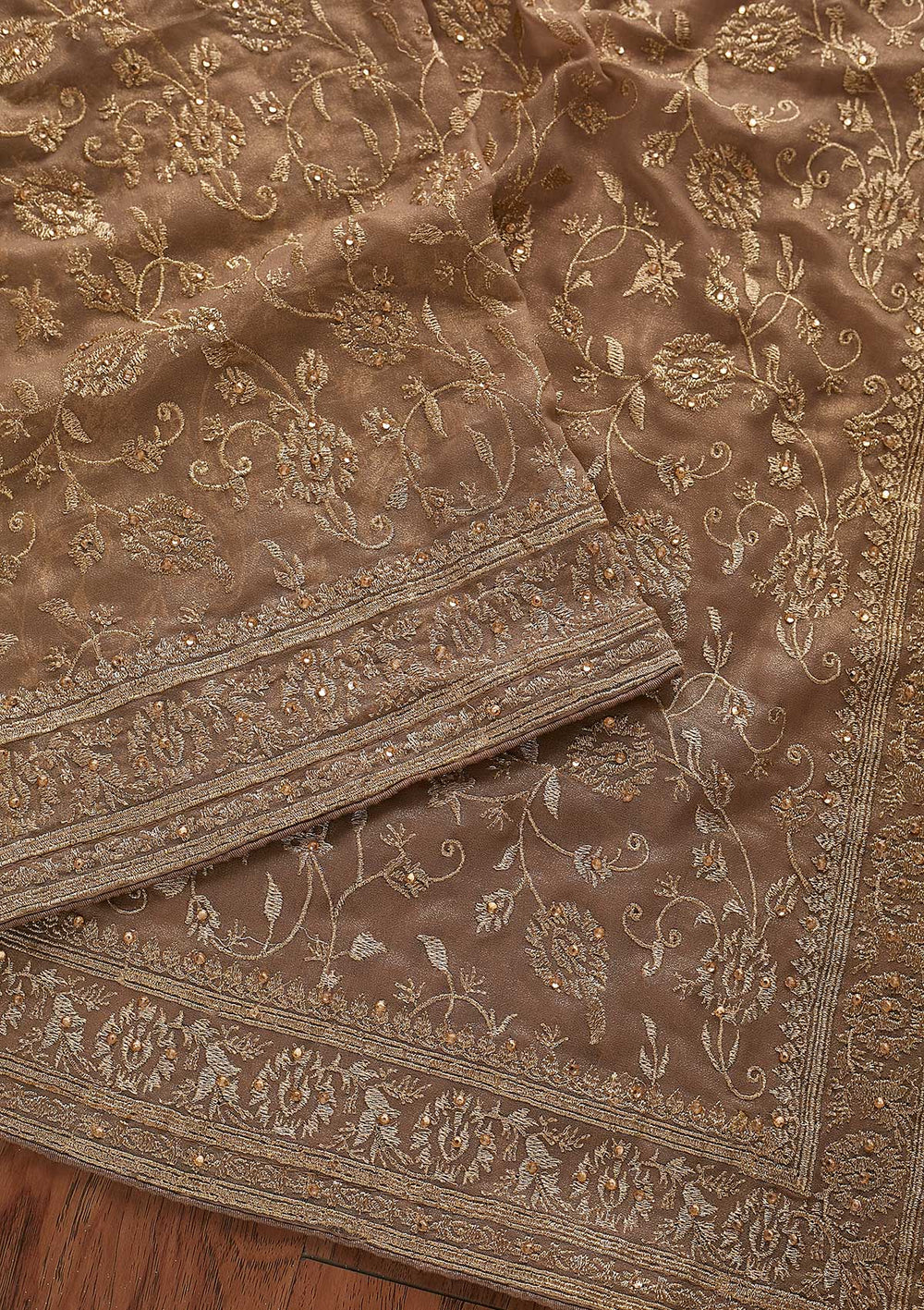 Gold Zariwork Shimmer Designer Saree - koskii