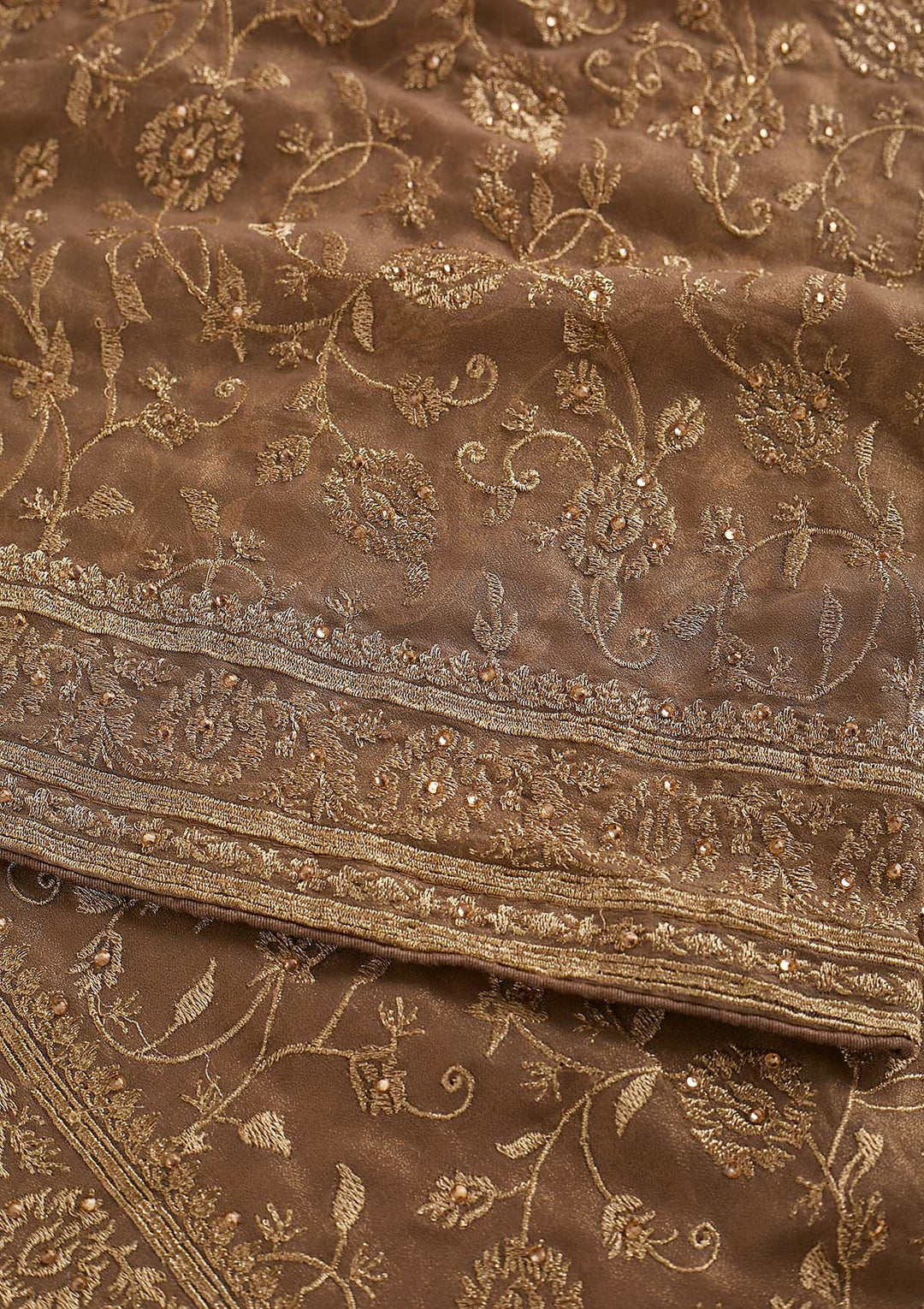 Gold Zariwork Shimmer Designer Saree - koskii