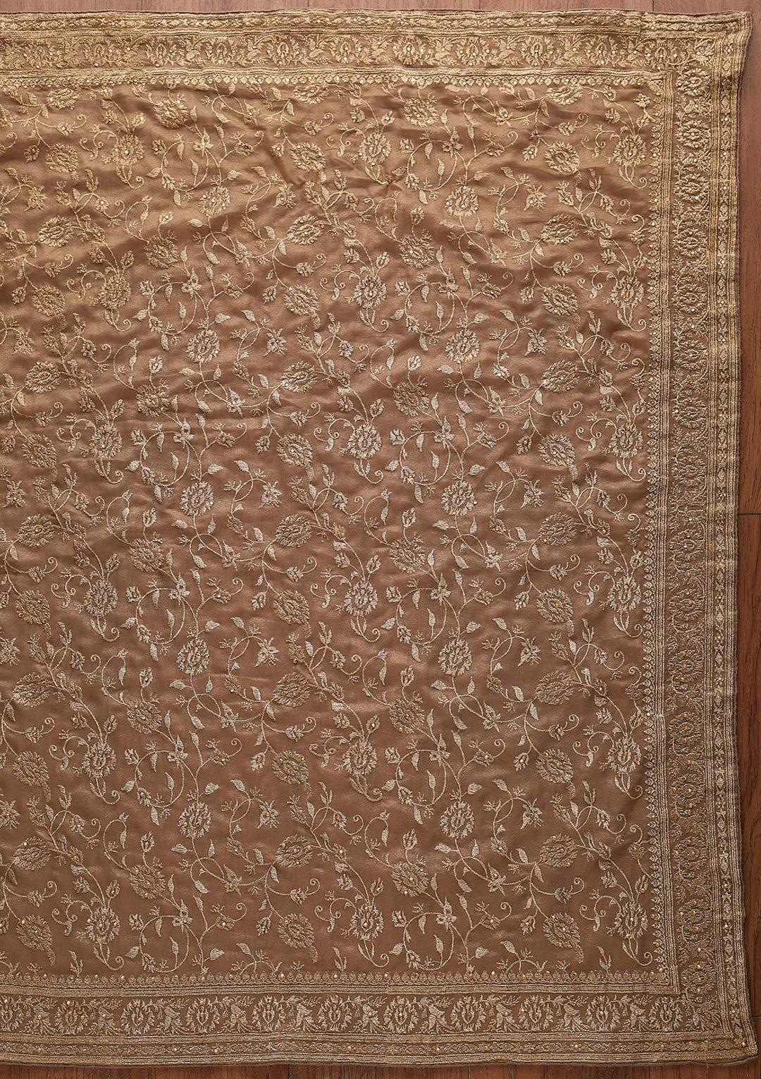 Gold Zariwork Shimmer Designer Saree - koskii