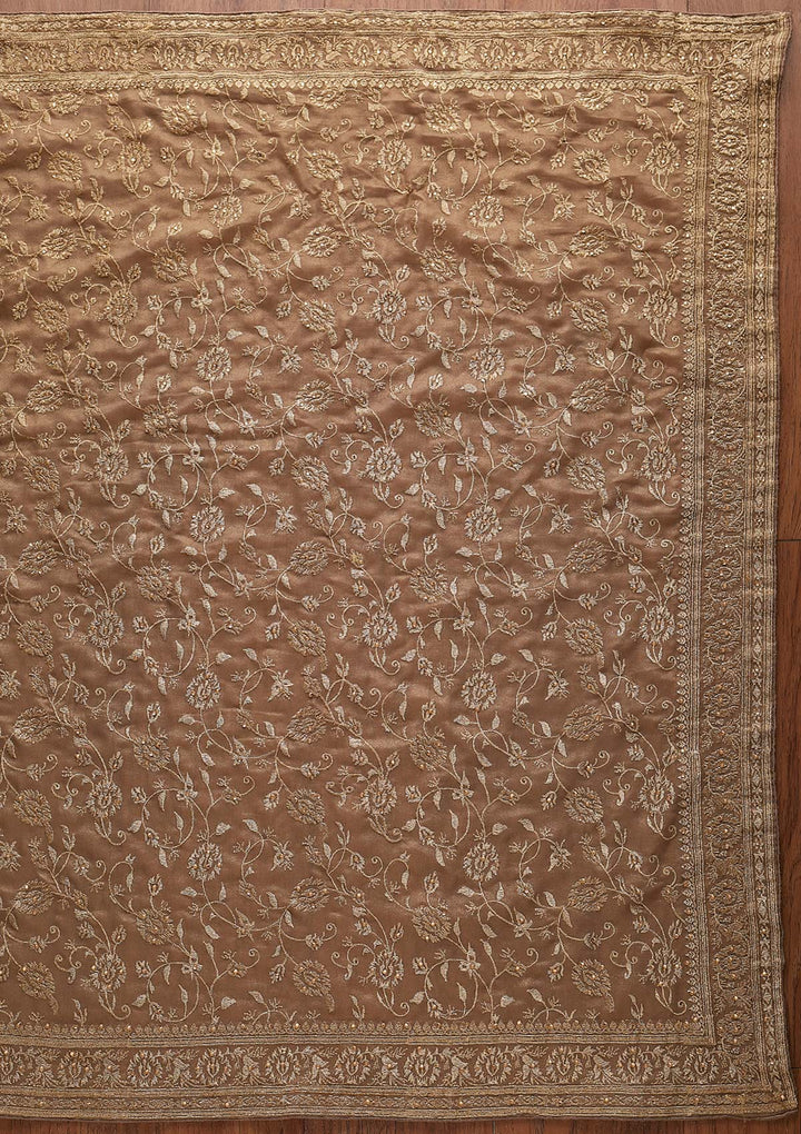 Gold Zariwork Shimmer Designer Saree - koskii