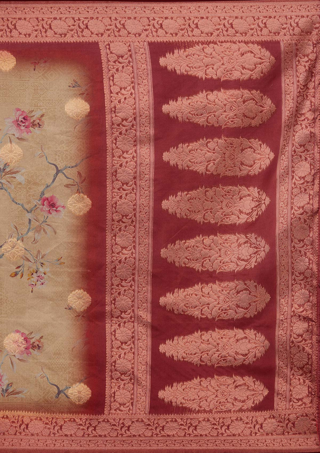Gold Zariwork Taffeta Silk Saree - Koskii
