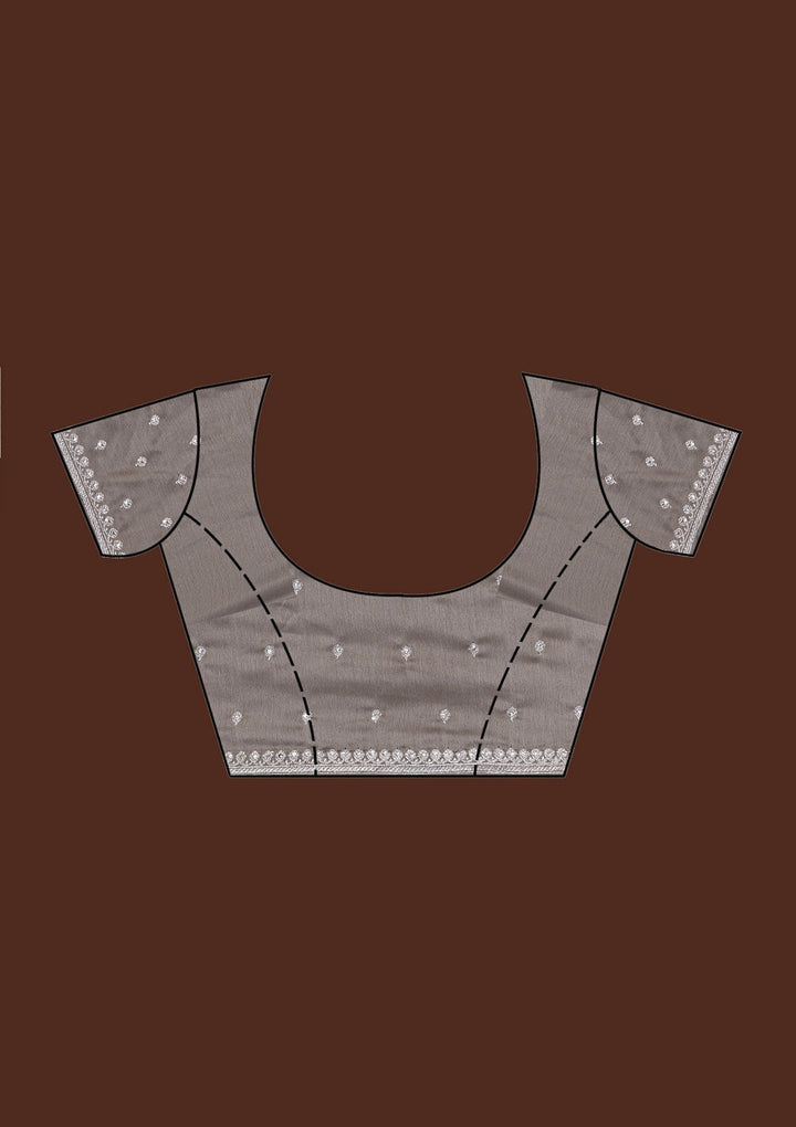 Grey Silver Zariwork Georgette Saree-Koskii