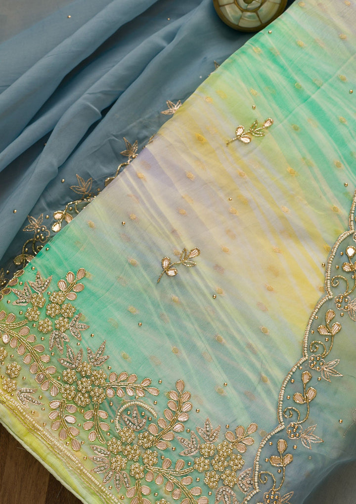 Grey Gotapatti Brocade Salwar Kameez-Koskii