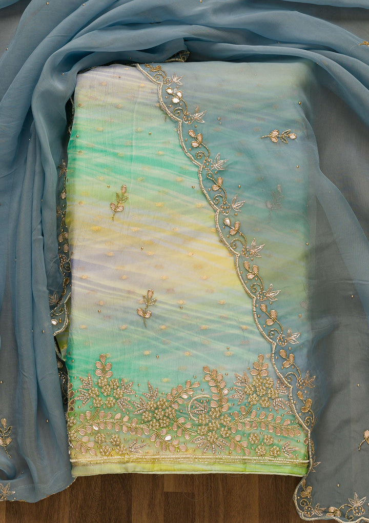 Grey Gotapatti Brocade Salwar Kameez-Koskii