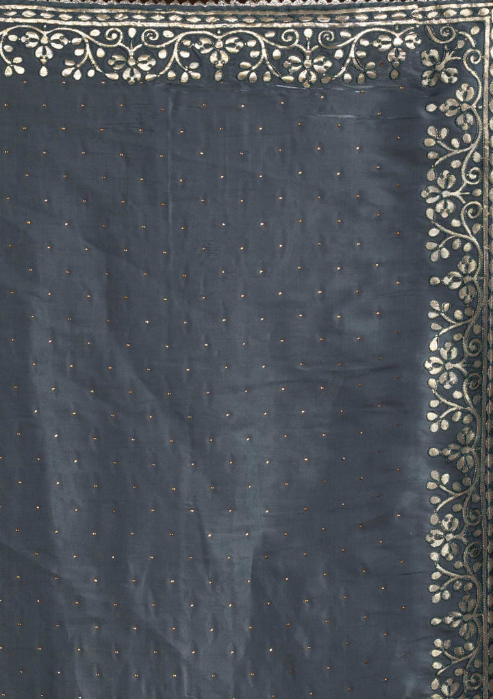 Grey Gotapatti Georgette Saree-Koskii