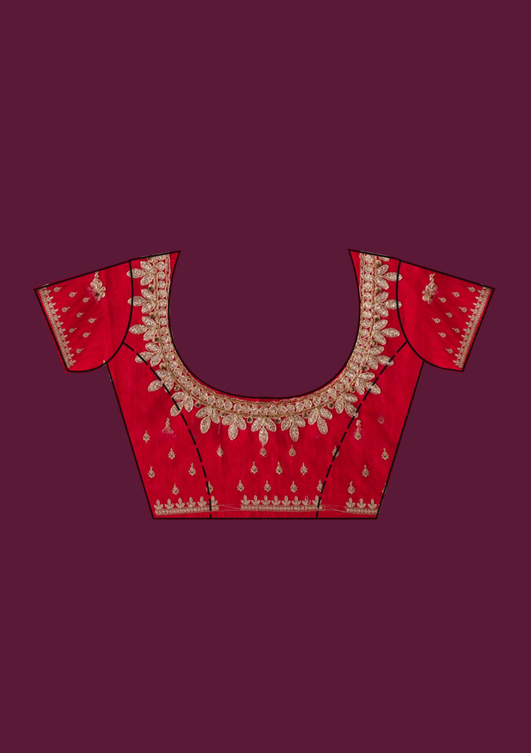 Mehendi Gotapatti Taffeta Silk Unstitched Saree-Koskii