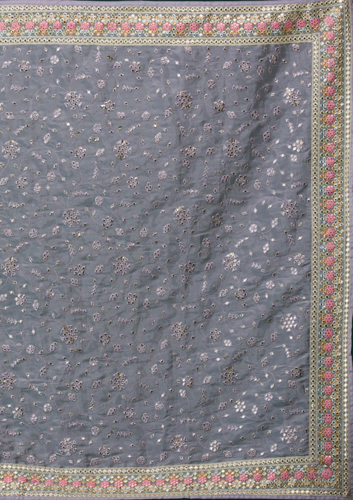 Grey Gotapatti Tissue Saree-Koskii