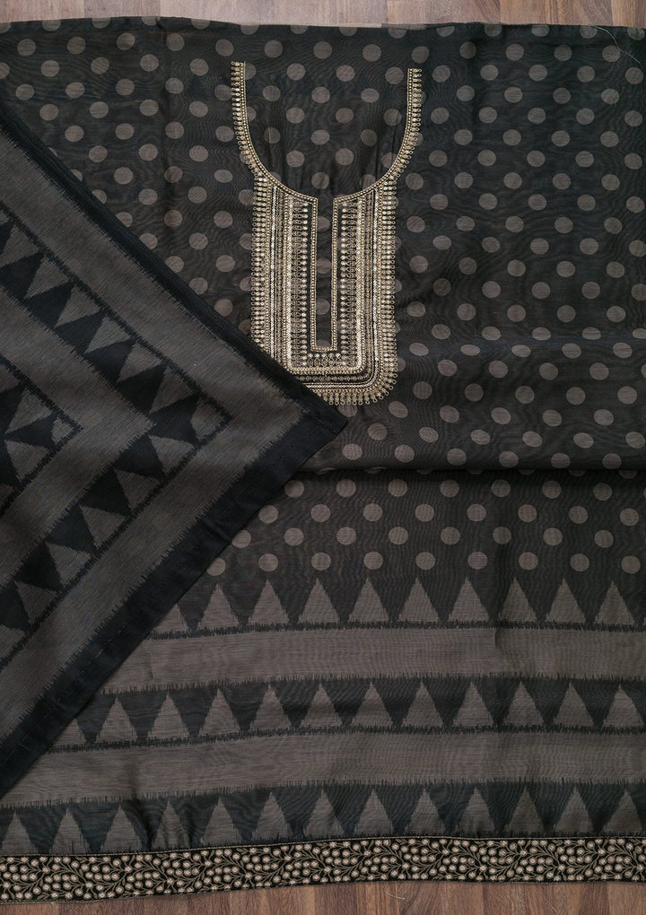 Grey Printed Art Unstitched Salwar Suit-Koskii