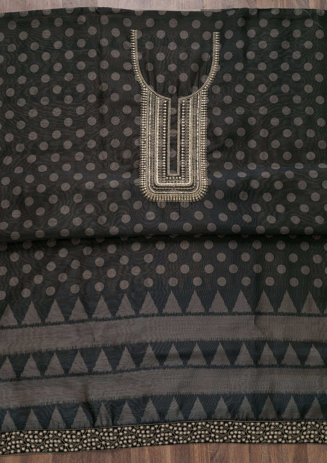 Grey Printed Art Unstitched Salwar Suit-Koskii