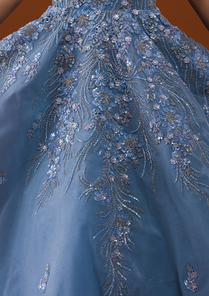 Grey Sequins Net Designer Gown-Koskii