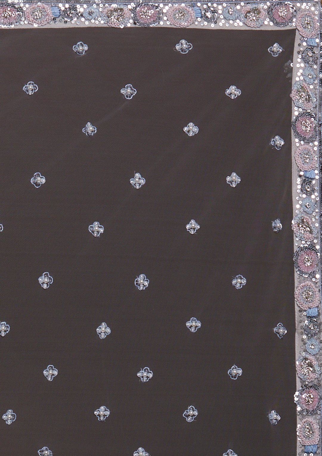 Grey Sequins Net Lehenga-Koskii