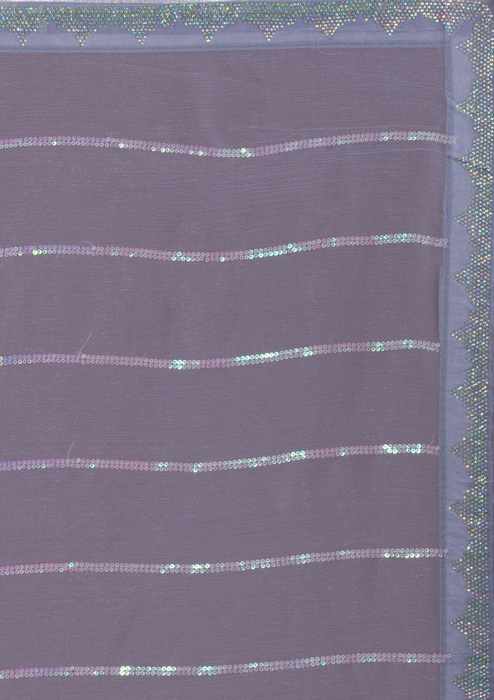 Grey Sequins Shimmer Saree-Koskii
