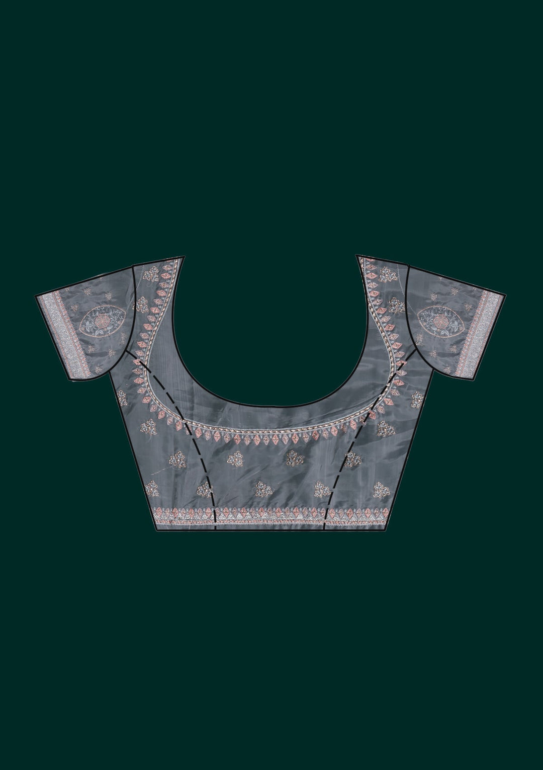 Grey Silver Stonework Tissue Saree - Koskii