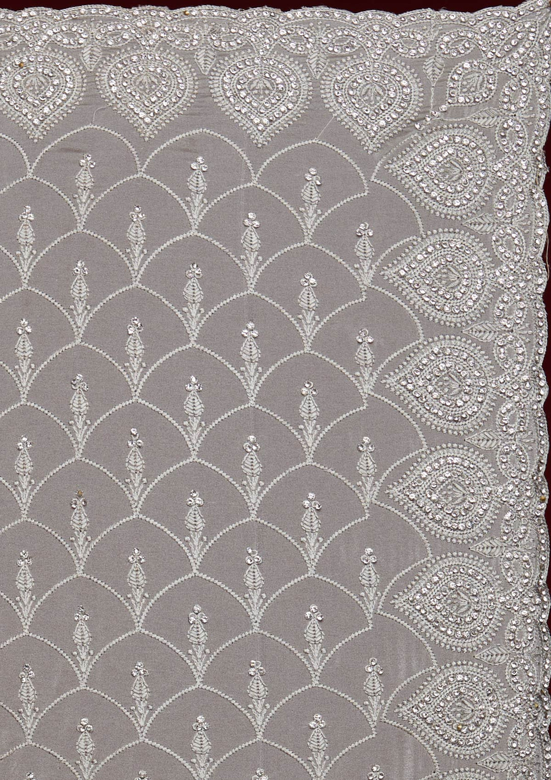 Grey Stonework Georgette Saree - Koskii