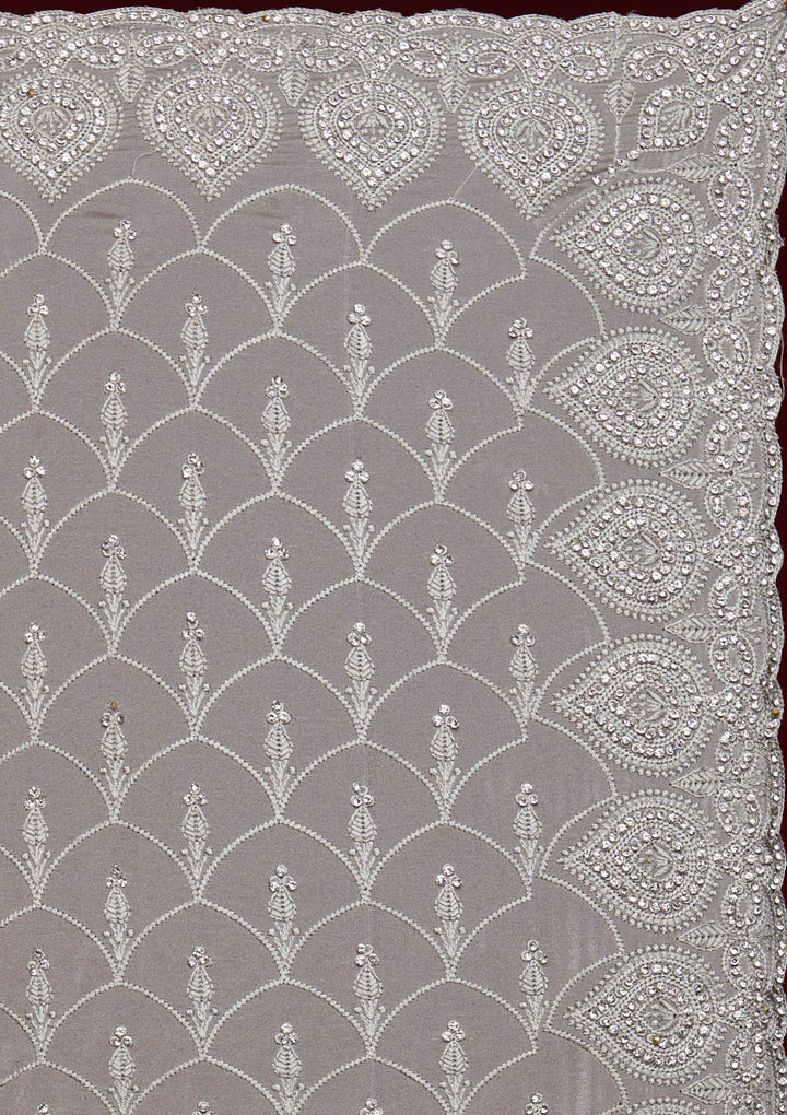 Grey Stonework Georgette Saree - Koskii