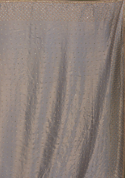 Grey Stonework Satin Saree-Koskii