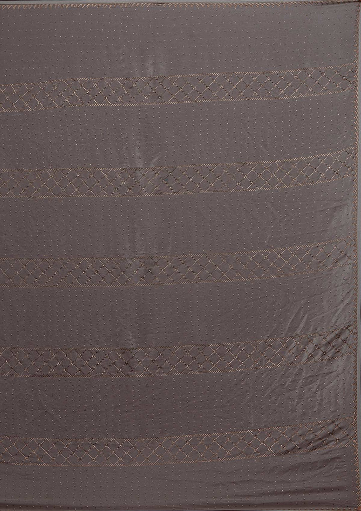 Grey Stonework Semi Crepe Designer Saree - Koskii