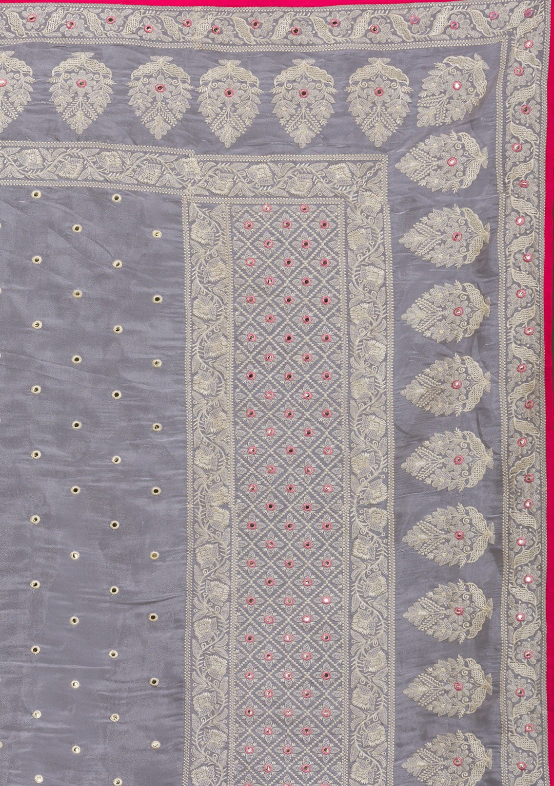 Grey Threadwork Organza Saree-Koskii