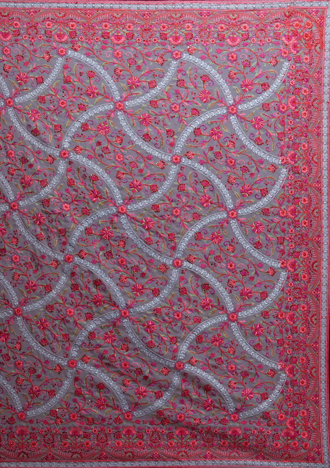 Grey Threadwork Georgette Saree - Koskii