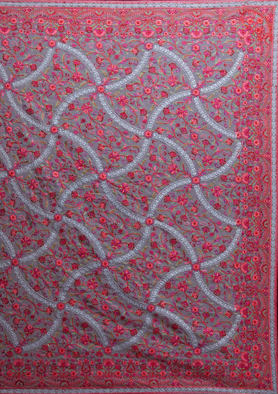 Grey Threadwork Georgette Saree - Koskii