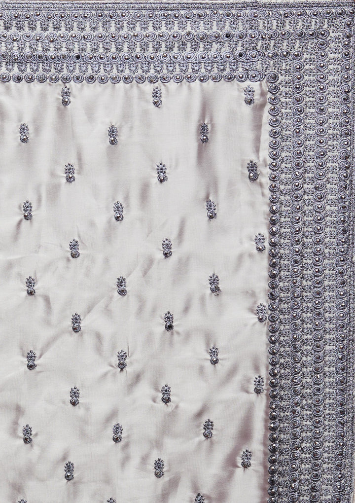 Grey Threadwork Georgette Saree - Koskii