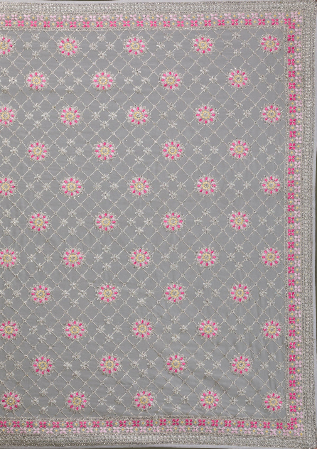Grey Threadwork Georgette Saree-Koskii