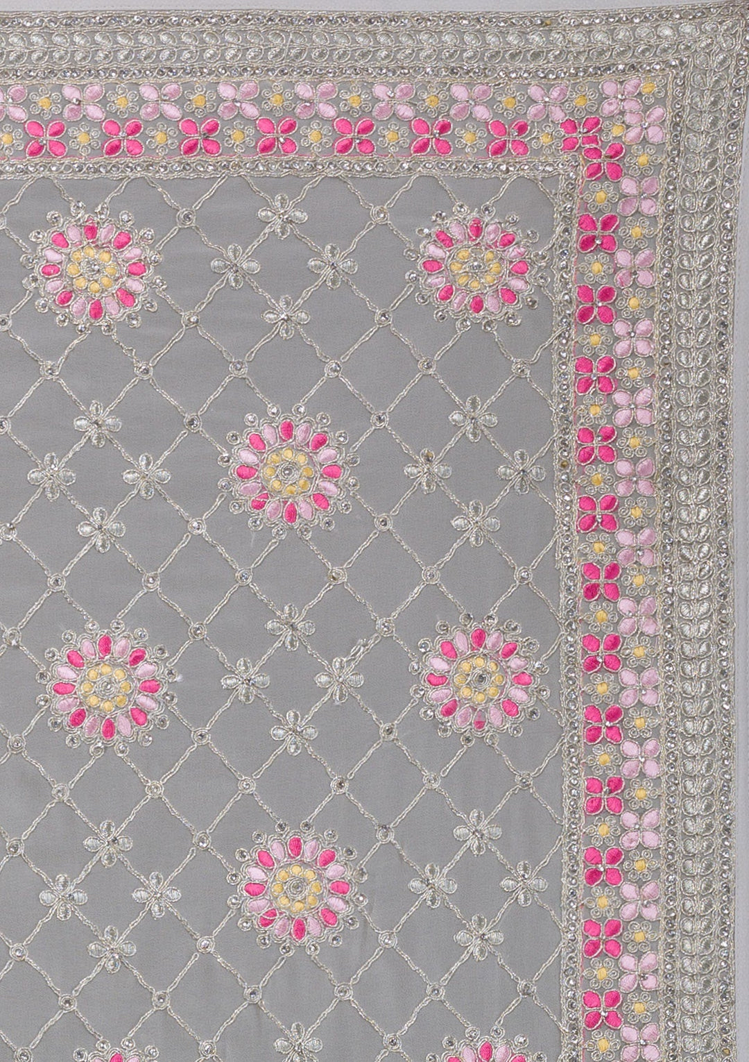 Grey Threadwork Georgette Saree-Koskii